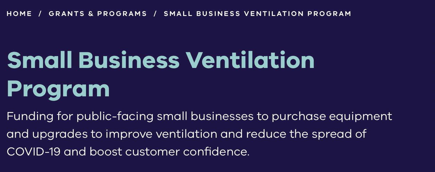 Victorian Small Business Ventilation Program – Ventilation Grant and Rebate